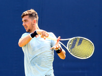 Thanasi Kokkinakis of Australia during a practice match on the first day of the ATP Aegon Championships at the Queen's Club in west London o...