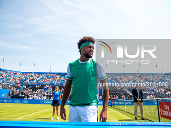 Jo-Wilfried Tsonga (FRA) in the first round of 2017 AEGON Championships at Queen's Club, London on June 18, 2017. (