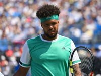 Jo-Wilfried Tsonga (FRA) in the first round of 2017 AEGON Championships at Queen's Club, London on June 18, 2017. (