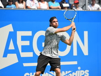 Adrian Mannarino (FRA) in the first round of 2017 AEGON Championships at Queen's Club, London on June 18, 2017. (