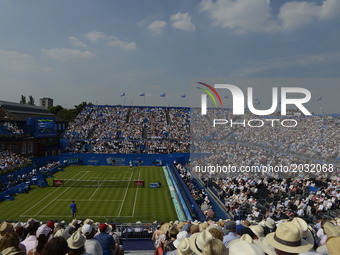 View of the Centre Court of AEGON Championships at Queen's Club, London, on June 18, 2017. (