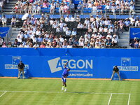 Nick Kyrgios (AUS) in the first round of AEGON Championships at Queen's Club, due to Kyrgios' retirement, London, on June 18, 2017. (
