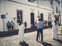 Children in procession in the Corpus Christi in Cazalla de la Sierra June 19, 2017.  In a village in the mountains of Seville this day of th...
