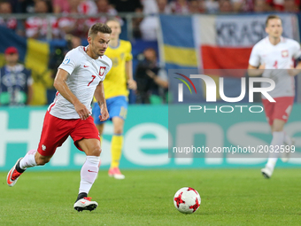 Karol Linetty (POL), during the UEFA U21 match between Poland and Sweden at Arena Lublin on June 19, 2017 in Lublin, Poland. (