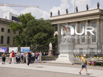 The entrance of the Humboldt University at Unter den Linden is pictured in Berlin, Germany on June 20, 2017. On June 22, 2017 is celebrated...