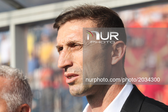 Coach Blagoja Milevski  (MKD) during the UEFA European Under-21 Championship Group C match between Czech Republic and Italy at Tychy Stadium...