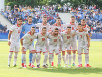 The team of Macedonia line up (Igor Aleksovski , Mevlan Murati,Gjoko Zajkov,Darko Velkoski,Besir Demiri,Boban Nikolov,Enis Bardi,Marjan Rade...