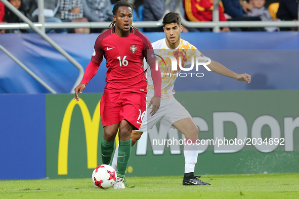 Renato Sanches (POR), Marco Asensio (ESP),during their UEFA European Under-21 Championship match against Portugal on June 20, 2017 in Gdynia...