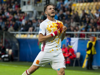 Saul Niguez of Spain celebrates his score during the UEFA European Under-21 Championship Group B match between Portugal and Spain at Gdynia...