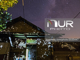 Milky Way at Batang samo village on June 20 , 2017, in Pasir Pengaraian, Riau Province, Indonesia (
