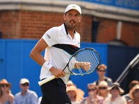 Julien Benneteau (FRA) plays the second round of AEGON Championships at Queen's Club, London, on June 21, 2017. (
