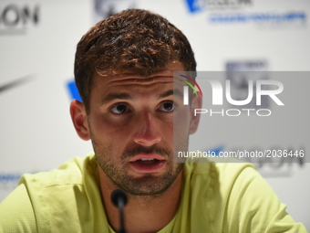 Grigor Dimitrov (BUL) is pictured during the press conference at AEGON Championships at Queen's Club, London, on June 21, 2017. (