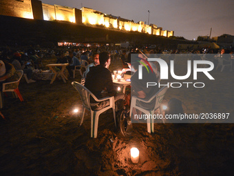 People during Iftar, a meal after the sunset, consumed on  Rabat beach, in Rabat, Morocco on June 21, 2017.
Laylat al-Qadr, or Night of Dest...