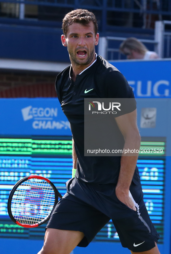 Grigor Dimitrov BUL against Julien Benneteau (FRA)  during Round Two match on the third day of the ATP Aegon Championships at the Queen's Cl...