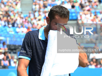 Marin Cilic CRO  against Stefan Kozlov (USA) during Men's Singles Round Two match on the fourth day of the ATP Aegon Championships at the Qu...
