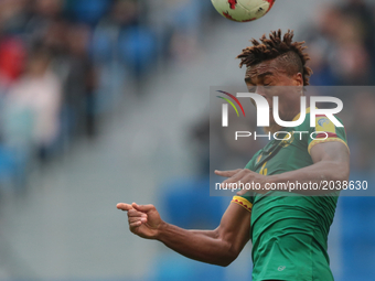 Adolphe Teikeu of the Cameroon national football team vie for the ball during the 2017 FIFA Confederations Cup match, first stage - Group B...