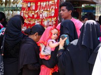Indian Muslim women  busy in shopping  at Ramganj Bazar ahead of Eid al-Fitr, during the holy month of Ramadan in Jaipur,Rajasthan, India, 2...