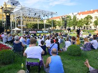 Open air Zagreb Classic Festival orchestra at King Tomislav square on 22 Jun 2017. Zagreb,Croatia (