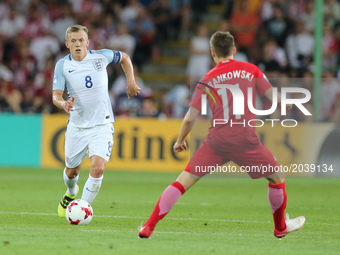 James Ward-Prowse of Engalnd and Przemyslaw Frankowski of Poland during their UEFA European Under-21 Championship 2017 match between England...
