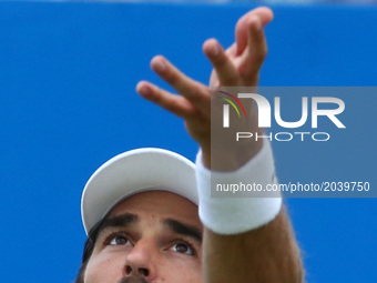 Jeremy Chardy (FRA) against Feliciano Lopez ESP during Men's Singles Round Two match on the fourth day of the ATP Aegon Championships at the...