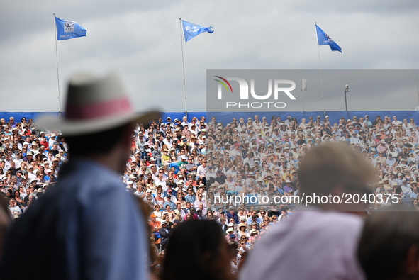 Fans with the iconic Panama hat are seen on the Centre Court of AEGON Championships at Queen's Club, London, on June 23, 2017. 