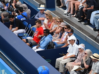 Donald Young's mother, Mrs Ilona Young is seen on the Centre Court of AEGON Championships at Queen's Club, London, on June 23, 2017. (