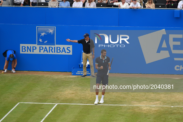 Marin Cilic of Croatia beats Donald Young of the US in the quarter finals of AEGON Championships at Queen's Club, London, on June 23, 2017. 