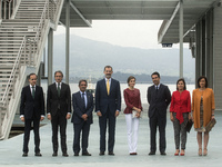 Photo of family of the local authorities with the kings of Spain Felipe VI and Dona Letizia before their visit to the new Botin Center of th...