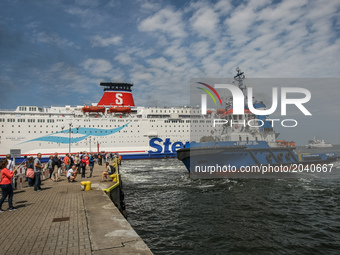 Stena Spirit ferry is seen in Gdynia, Poland on 23 June 2017 Due to the growing demand for freight transport Stena Line introduces the fourt...