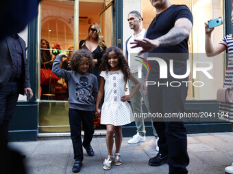 Mariah Carey with her children goes to Louis Boutin store and dinner to L'avenue restaurant in Paris, France, on June 23, 2017. (