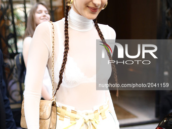 US model Bella Hadid is seen in Paris, France, on 23 June 2017 during during the Paris Fashion Week - Menswear Spring/Summer 2018.  (