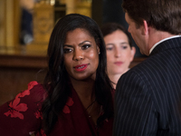 Omarosa Manigault, White House director of communications for the Office of Public Liaison, was present for President Donald Trump's signing...