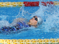 Simona Baumrtova (CZE) competes in Women's 50 m Backstroke Final A during the international swimming competition Trofeo Settecolli at Piscin...