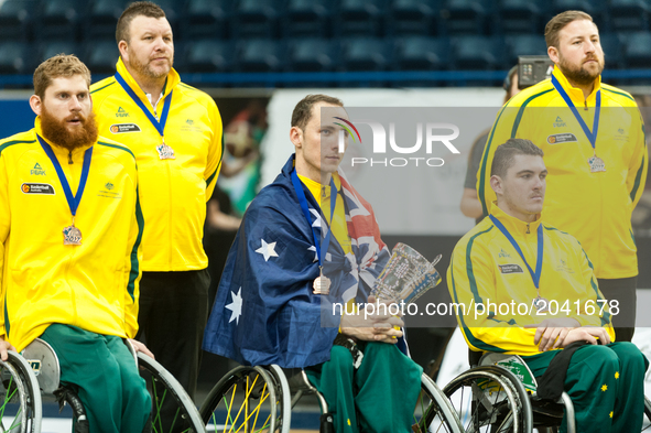 Australia players during medal ceremony at 2017 Men’s U23 World Wheelchair Basketball Championship which takes place at Ryerson's Mattamy At...