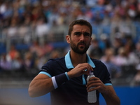Marin Cilic of Croatia plays the semi final of AEGON Championships at Queen's Club, London, on June 24, 2017. (