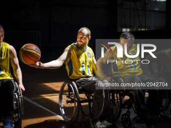 Players of Kyiv BASKI wheelchair basketball team have their training at the sports center Voskhod in Kyiv, Ukraine. The team was created 3 m...