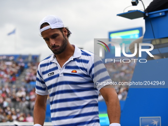Feliciano Lopez of Spain plays in the semi final of AEGON Championships at Queen's Club, London, on June 24, 2017. (
