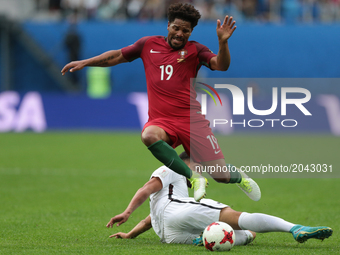 Eliseu of the Portugal national football team vie for the ball during the 2017 FIFA Confederations Cup match, first stage - Group A between...
