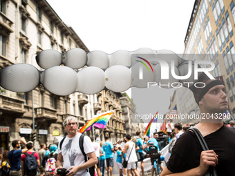 Milano Pride Parade on 24th June 2017: one hundred tousend people walking on the street for gay lesbian and diversity rights in Milan (Italy...