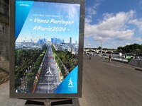 A promotionnel poster during the Olympics days for Paris 2024 Summer Olympics Games candidacy in Paris, France on June 24, 2017. On the 23rd...