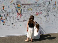 The wall of sharing during the Olympics days for Paris 2024 Summer Olympics Games candidacy in Paris, France on June 24, 2017. On the 23rd a...
