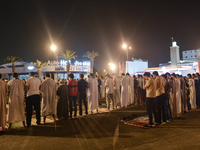 Moroccan worshipers perform the last 'Tarawih' prayer during the Islamic holy month of Ramadan in Rabat city center. 
The moon-sighting comm...