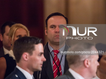 Dan Scavino, White House social media director, was present for President Donald Trump's signing of the Department of Veterans Affairs Accou...