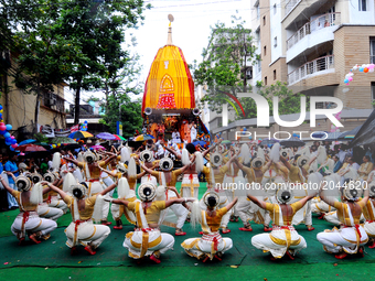 Students perform Odissi Dances  ISKCON 46th Rath Yatra on June 25,2017 in Kolkata ,India.The three deities of Jagannath, Balabhadra and Subh...