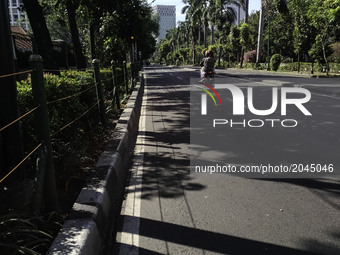 Jakarta, Indonesia, 25 June 2017 : As people on holiday and many home to their places outside Jakarta, street of Jakarta becoming empty duri...