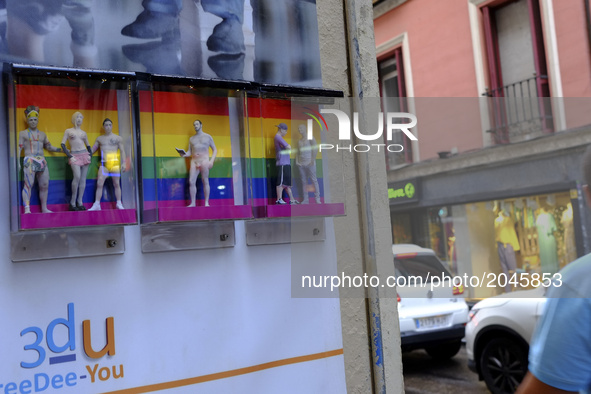 Madrid's Chueca district on June 23, 2017 during the WorldPride 2017. Some three million revellers are expected in the Spanish capital start...