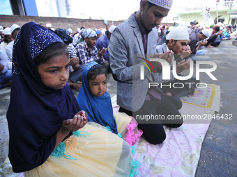 Nepalese Muslim offering Ritual Prayer during celebration of Eid al-Fitr at Kashmiri Takiya Jame mosque at Kathmandu, Nepal on Monday, June...