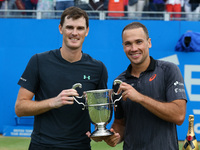 Jamie Murray (GBR) Bruno Soares (BRA) with Trophy after  during Men's Doubles  Final match on the day  seven of the ATP Aegon Championships...