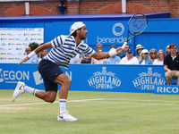  Feliciano Lopez (ESP)  against Marin Cilic CRO during  Men's Doubles  Final match on the day  seven of the ATP Aegon Championships at the Q...
