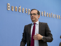 German Justice Minister Heiko Maas leaves a news conference regarding the evolution of the quote of women in leading positions in the privat...
